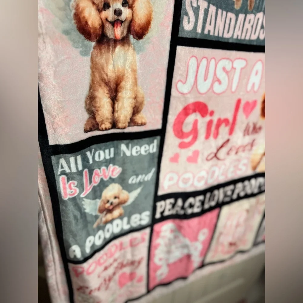 2/for $20 🪩 NEW Pink Poodle Collage Throw Blanket (Size: 3x4 feet)